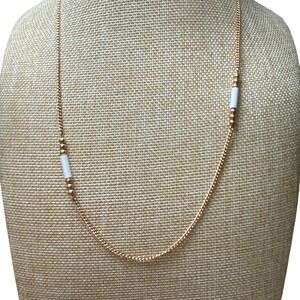 Avon Necklace Gold Tone White Minimalist Classic Dainty Elegant